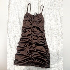 Brown H&M drappee dress